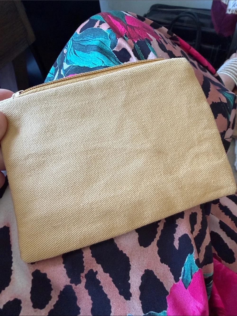 Gosh Darn It Beaded Clutch - Gold with Hot Pink Lettering